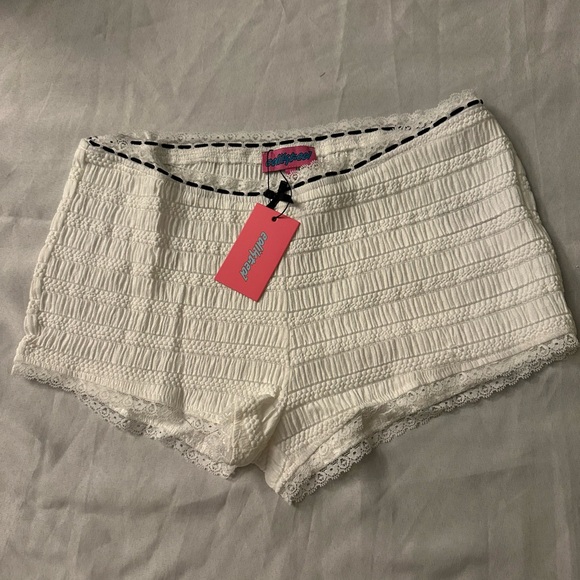 Edikted Pants - Edikted Lenny Lacey textured micro shorts white size large NWT